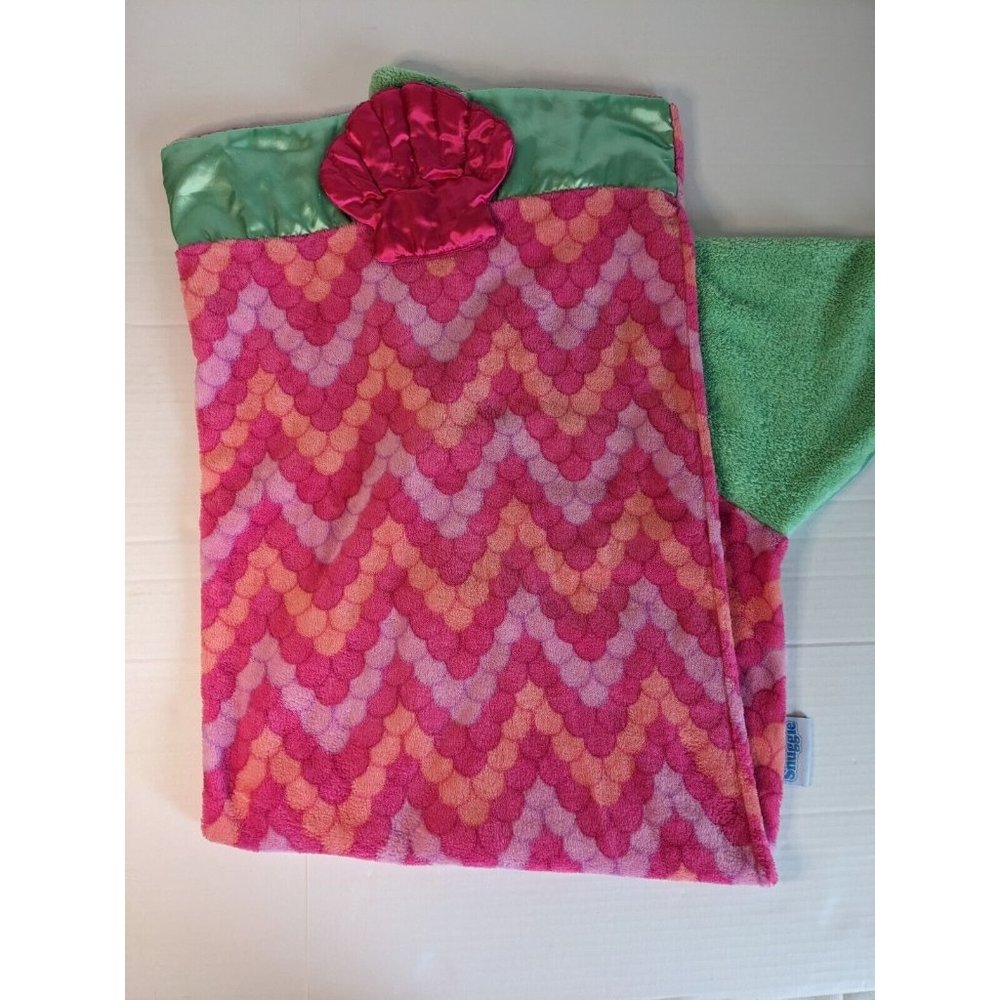 Snuggie Mermaid Blanket Pink and Green in color size 54" by 28" with pink shell